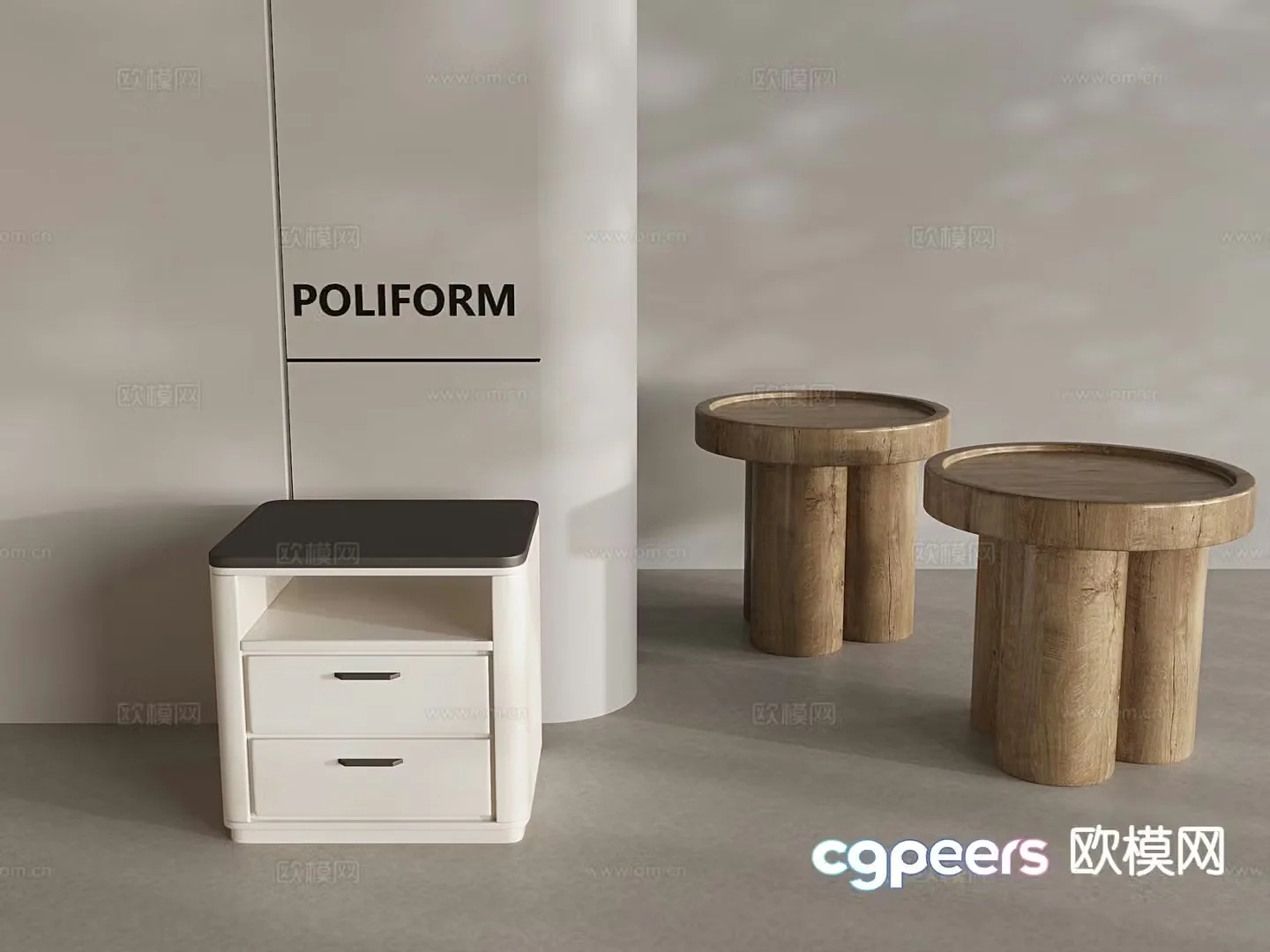 Nordic bedside table 3d model