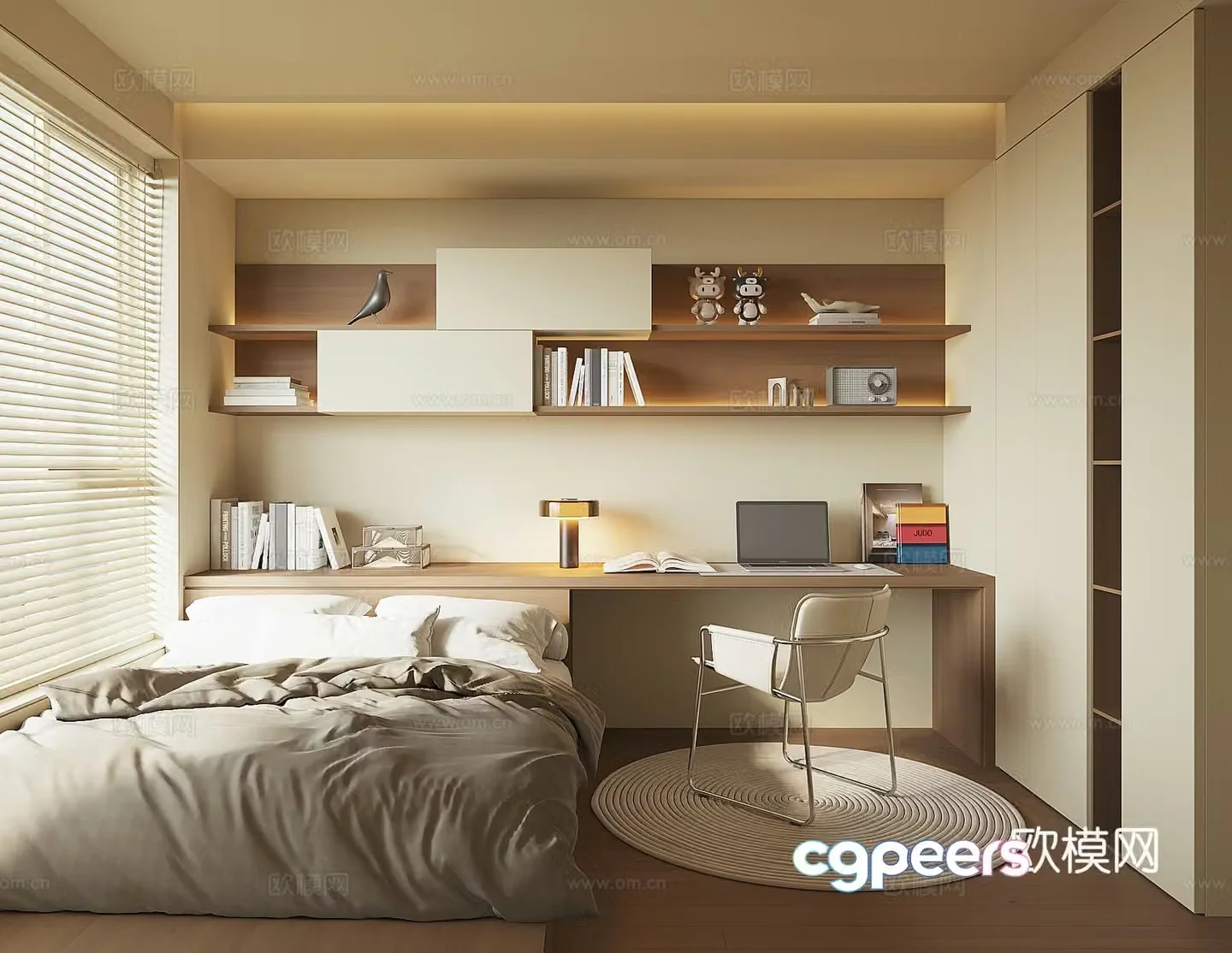 Modern tatami bedroom 3d model