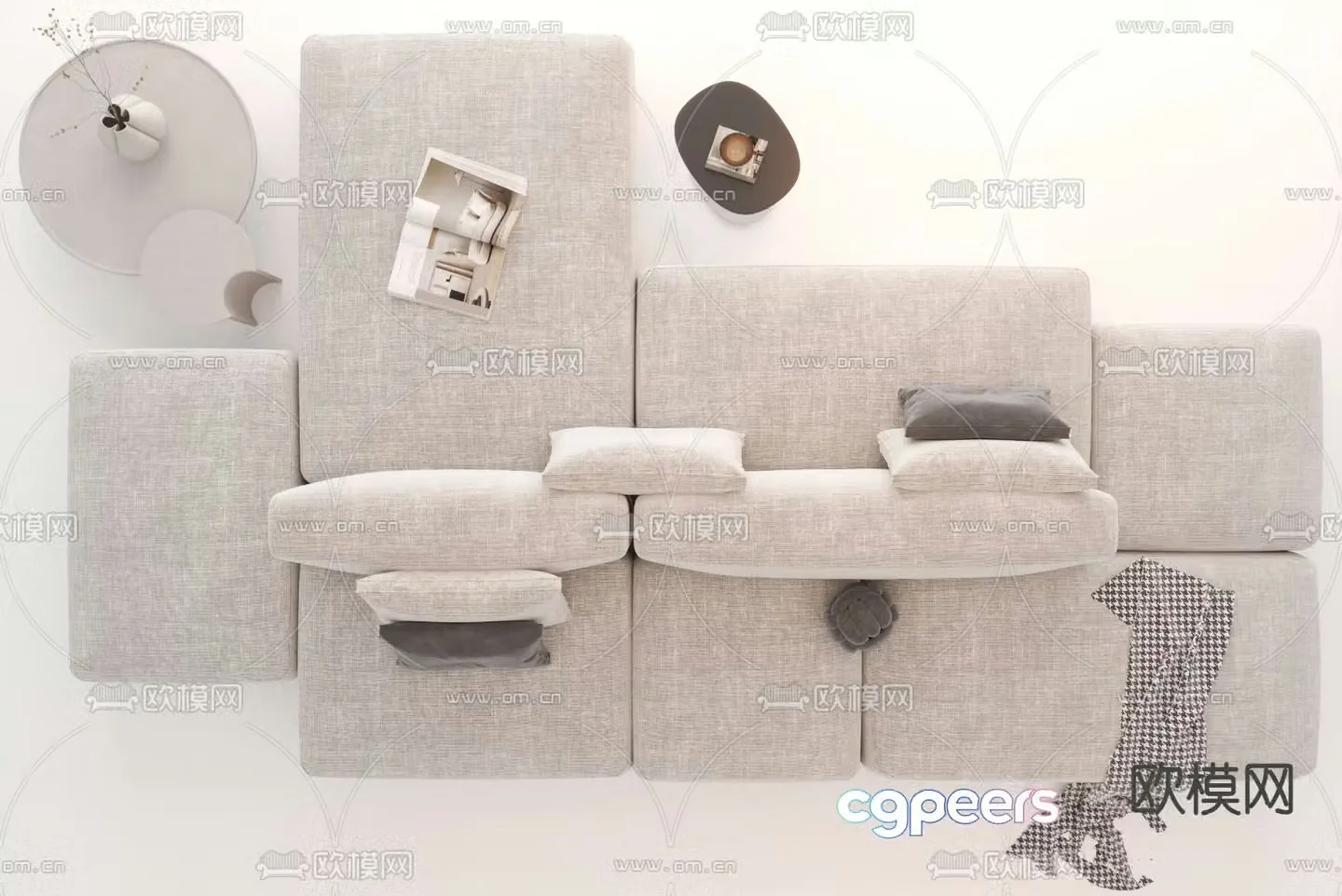 Cleon multi-person sofa modular sofa 3d model