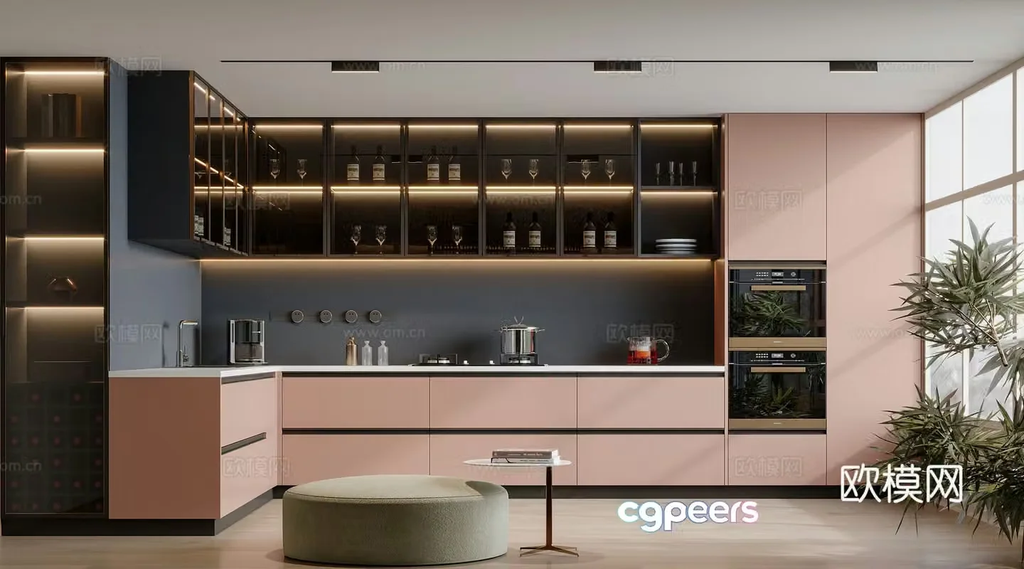 Modern open kitchen 3d model