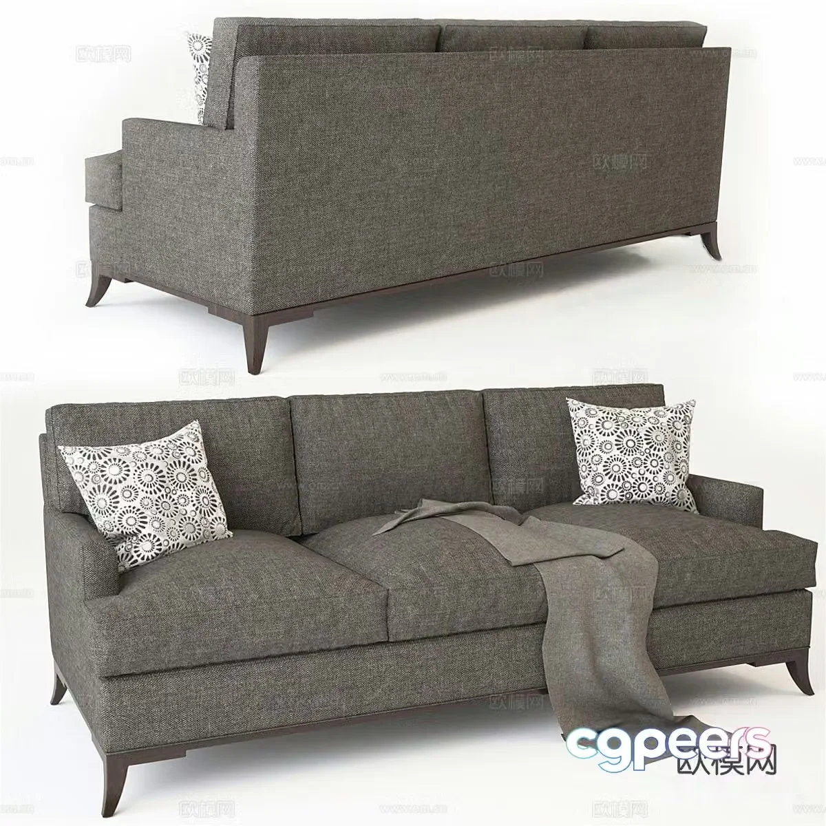 BAKER three-seat sofa upholstered sofa 3d model