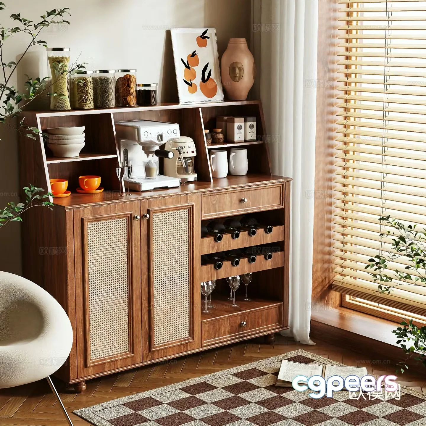Medieval style sideboard 3d model