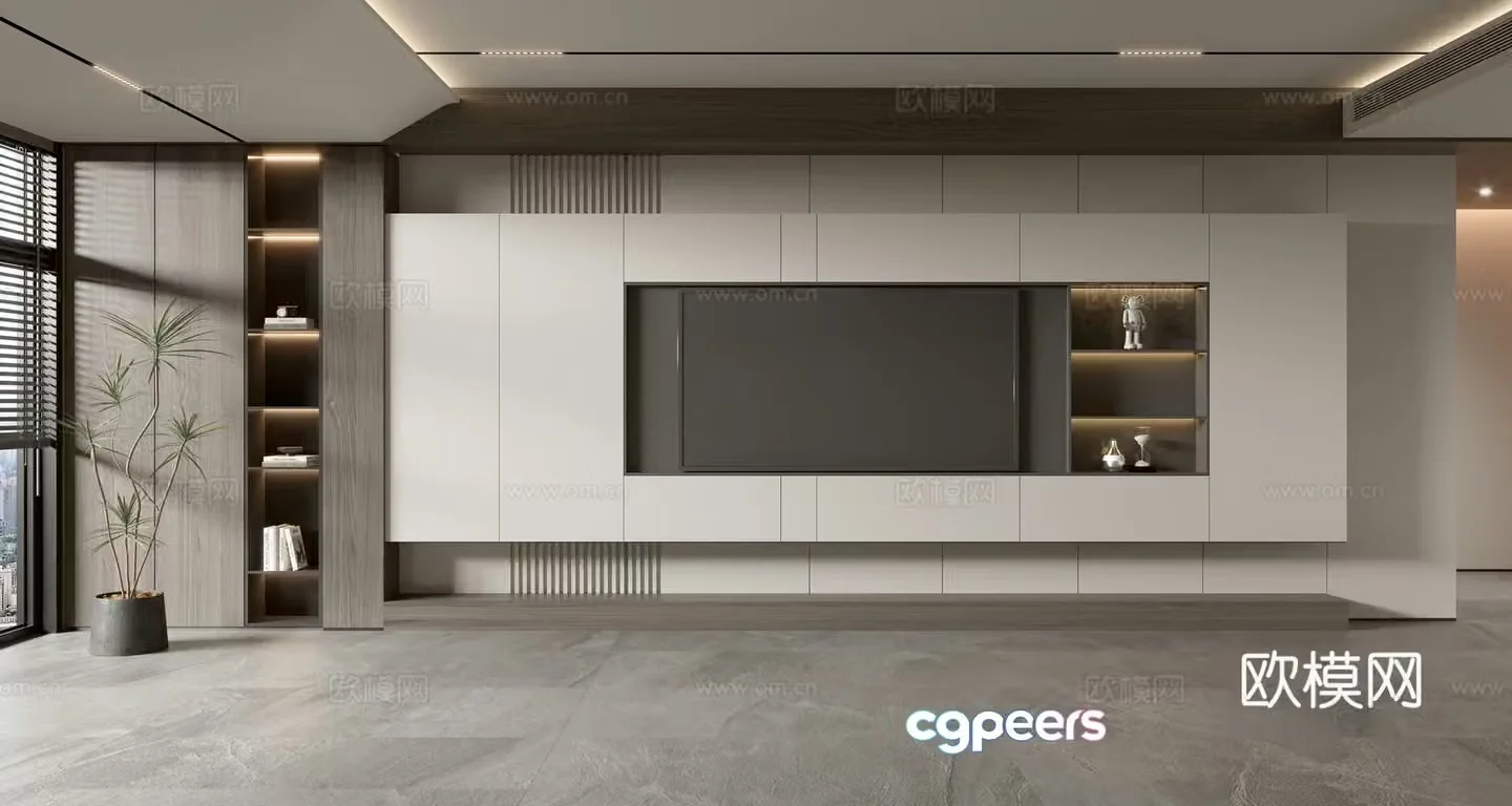 Modern TV background wall 3d model