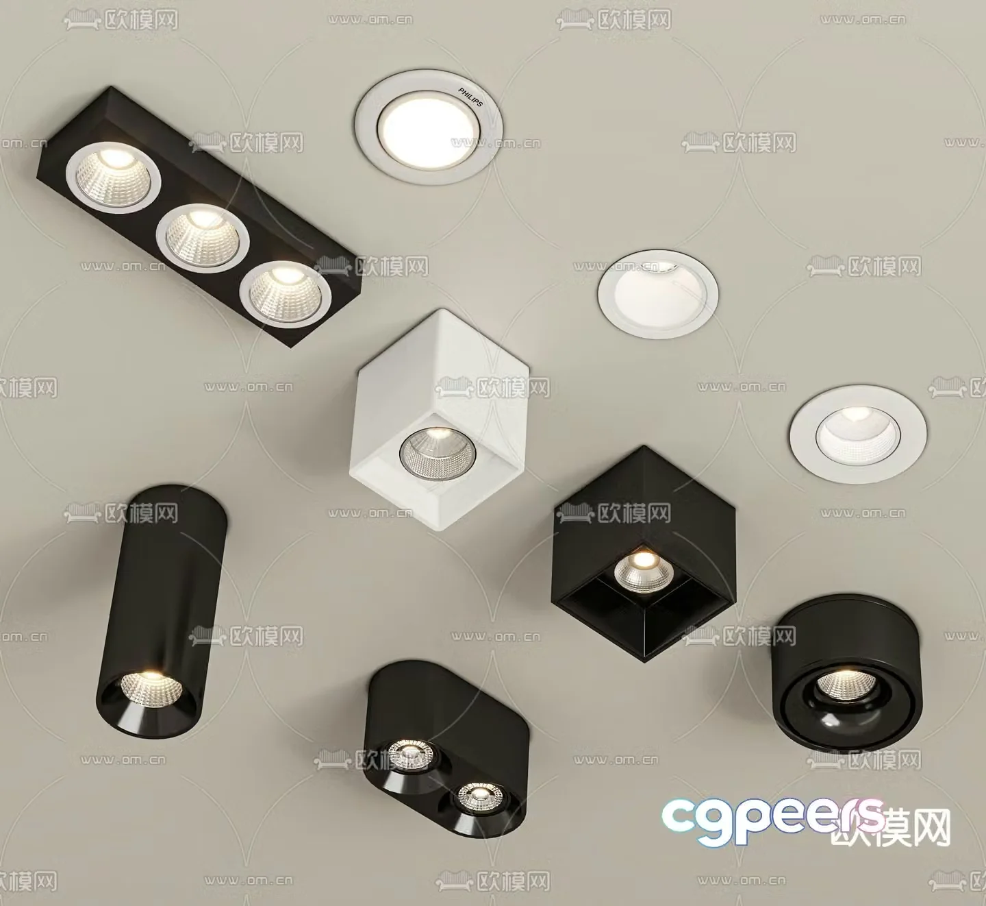 Surface mounted downlight recessed spotlight turn signal 3D model