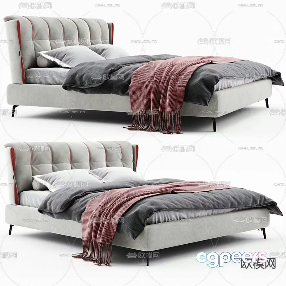 Natuzzi modern fabric double bed 3d model