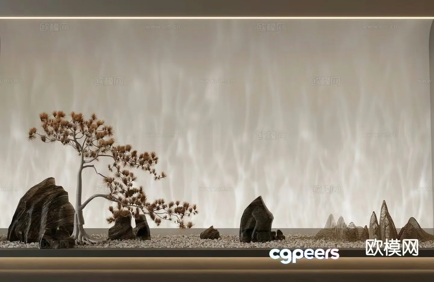 New Chinese style courtyard landscape 3D model