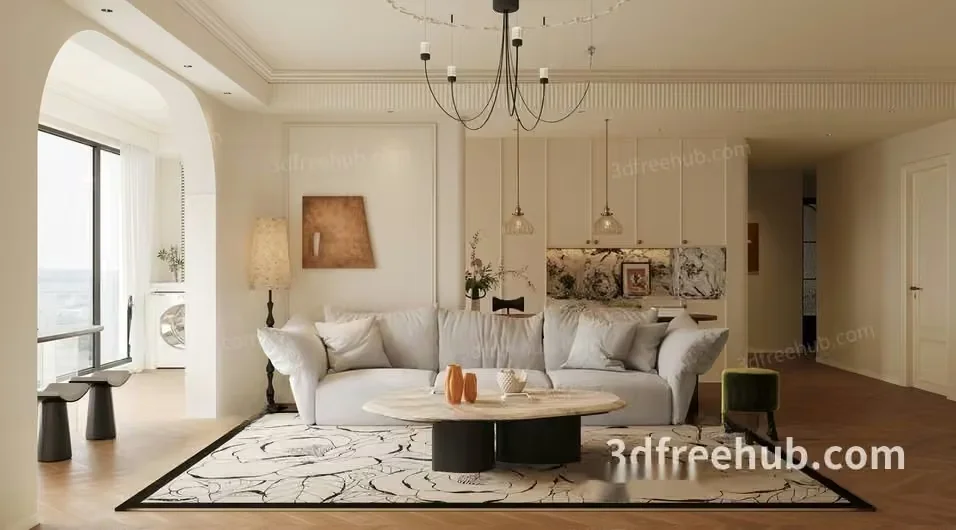 Modern Living Room 3D Model – 21174 – VRAY Render