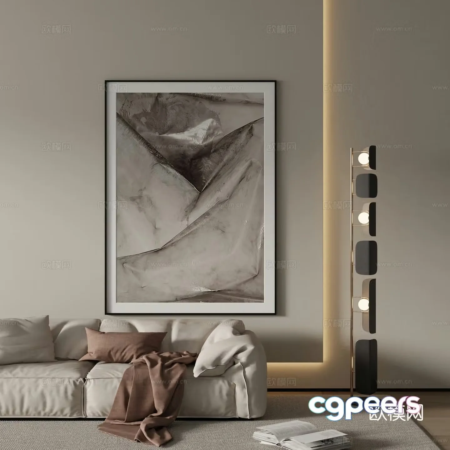 Modern abstract painting decorative painting 3d model