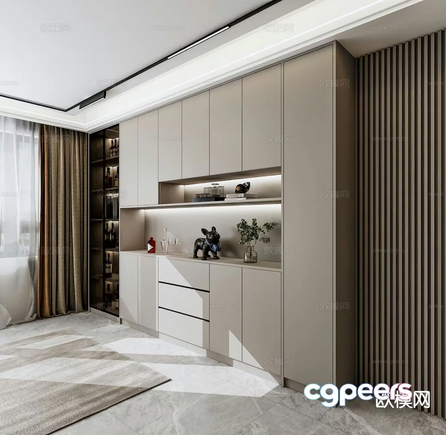 Modern wine cabinet sideboard sideboard 3D model