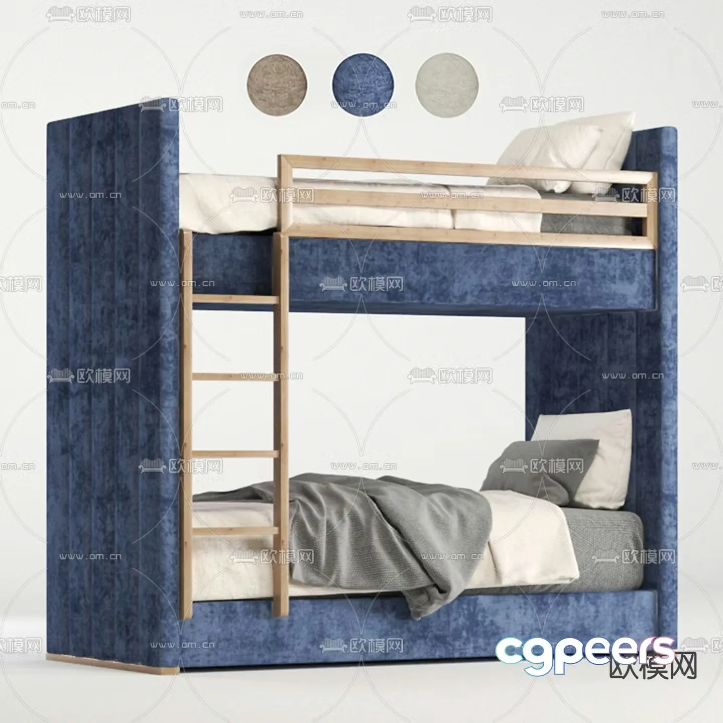 Modern bunk bed children’s bed 3d model