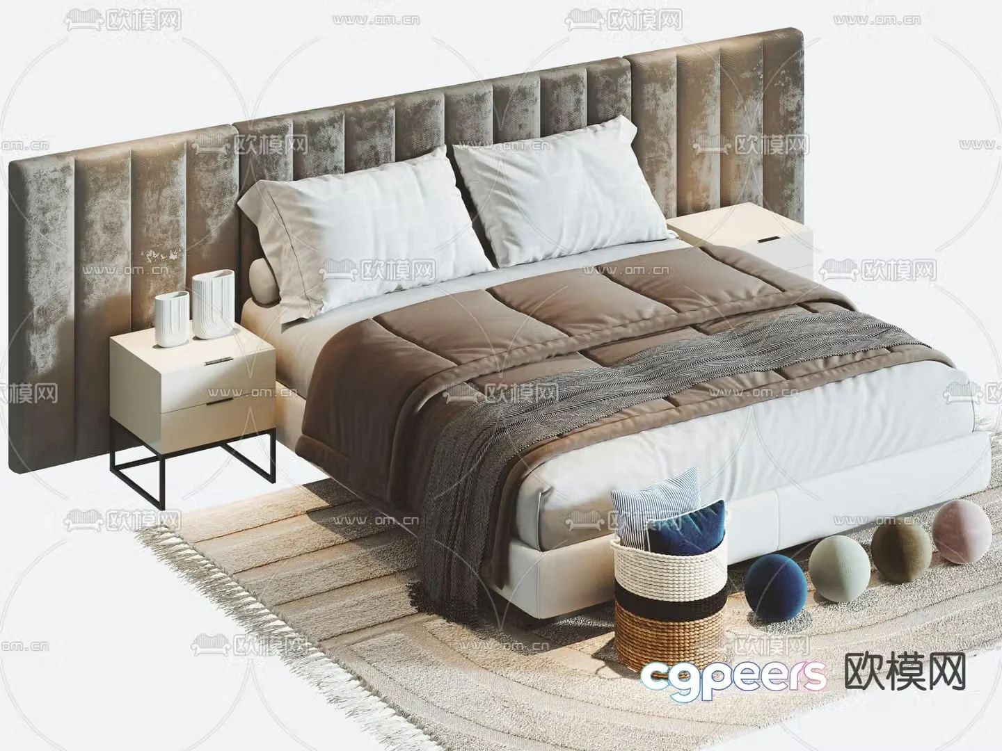 Modern double bed 3d model
