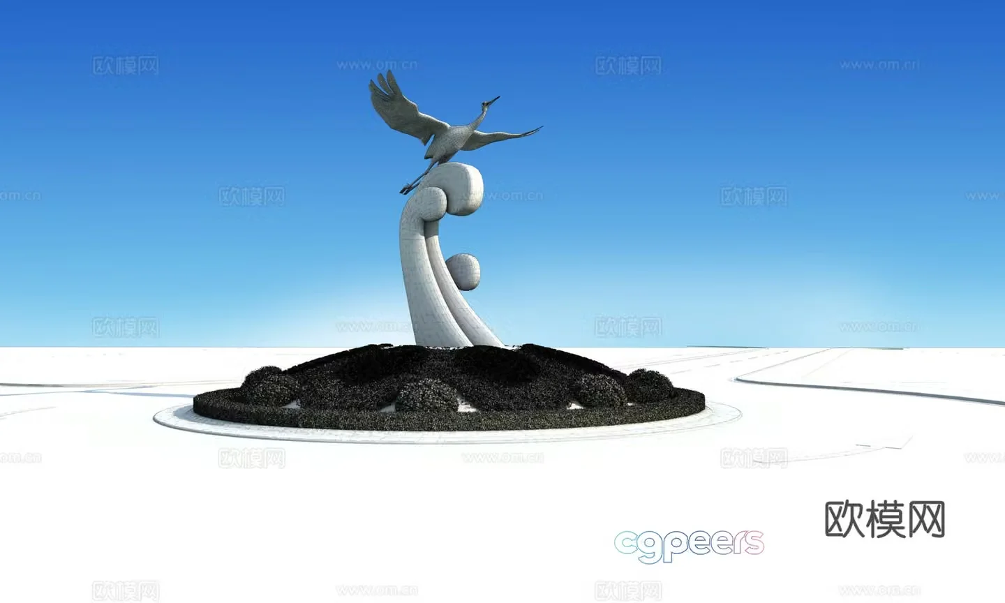 Modern turntable flower bed sculpture 3d model