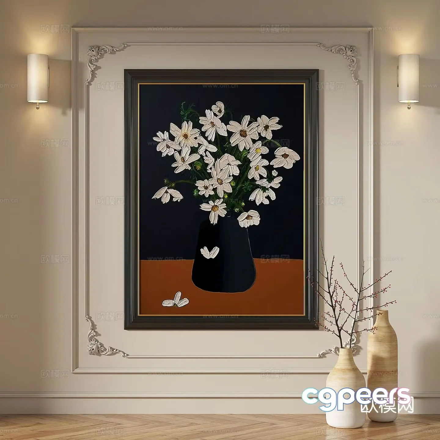 French hanging paintings retro oil paintings European murals classical decorative paintings abstract paintings decorative paintings 3D model