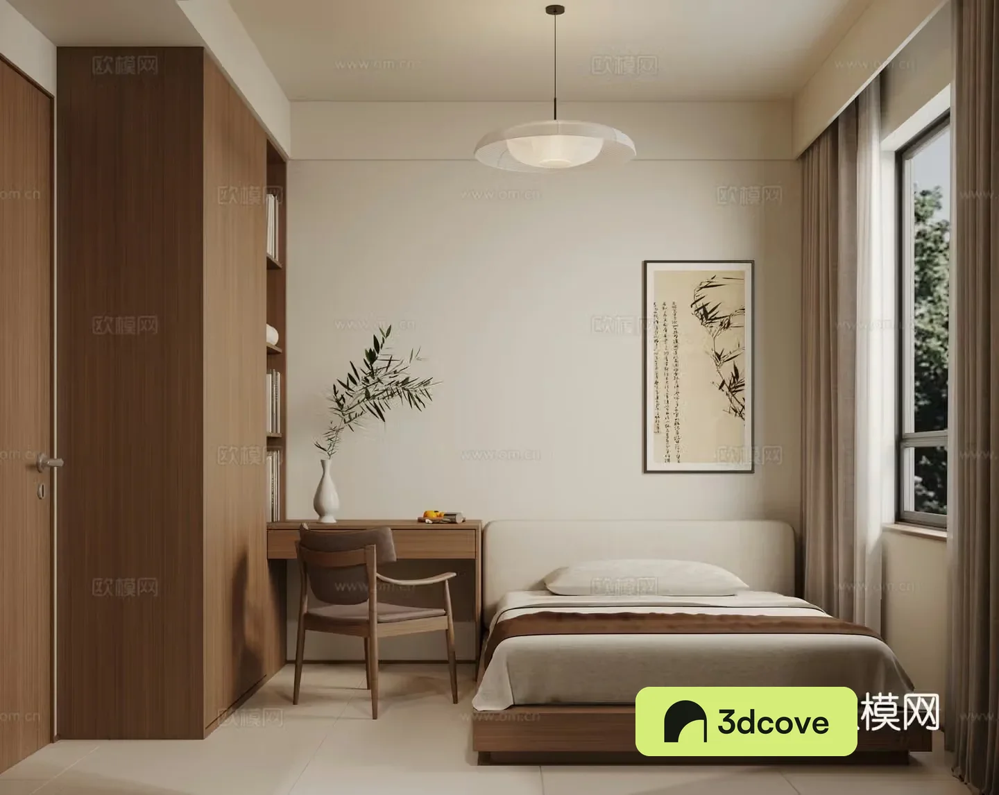 Modern Wasabi Bedroom Cloakroom 3D Model