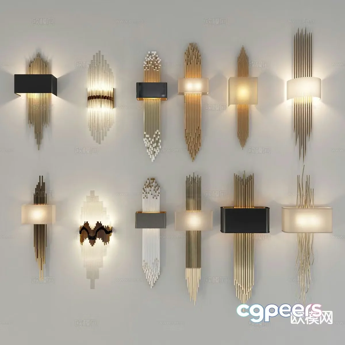 Light luxury metal wall lamp 3D model