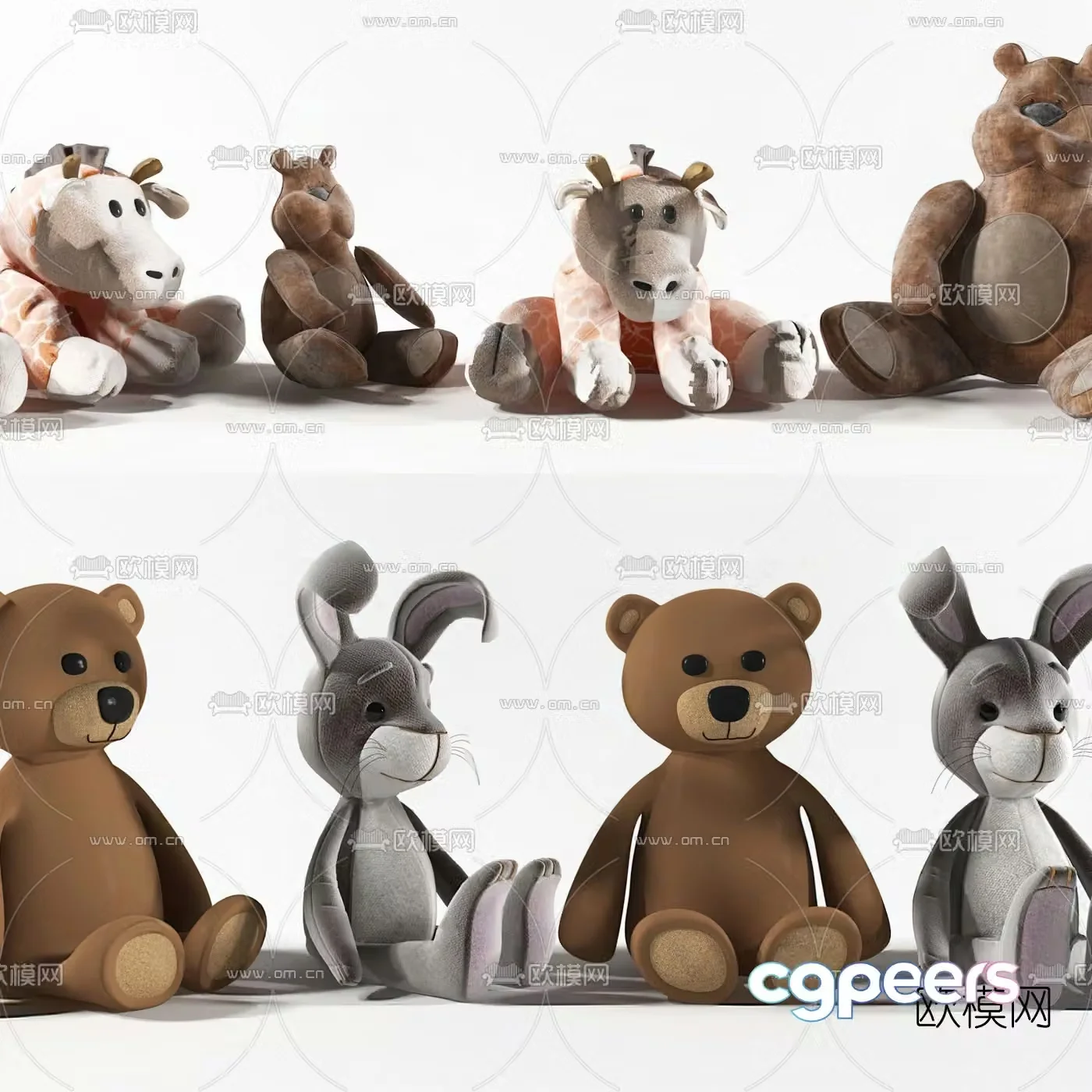 Modern children’s animal plush doll 3d model