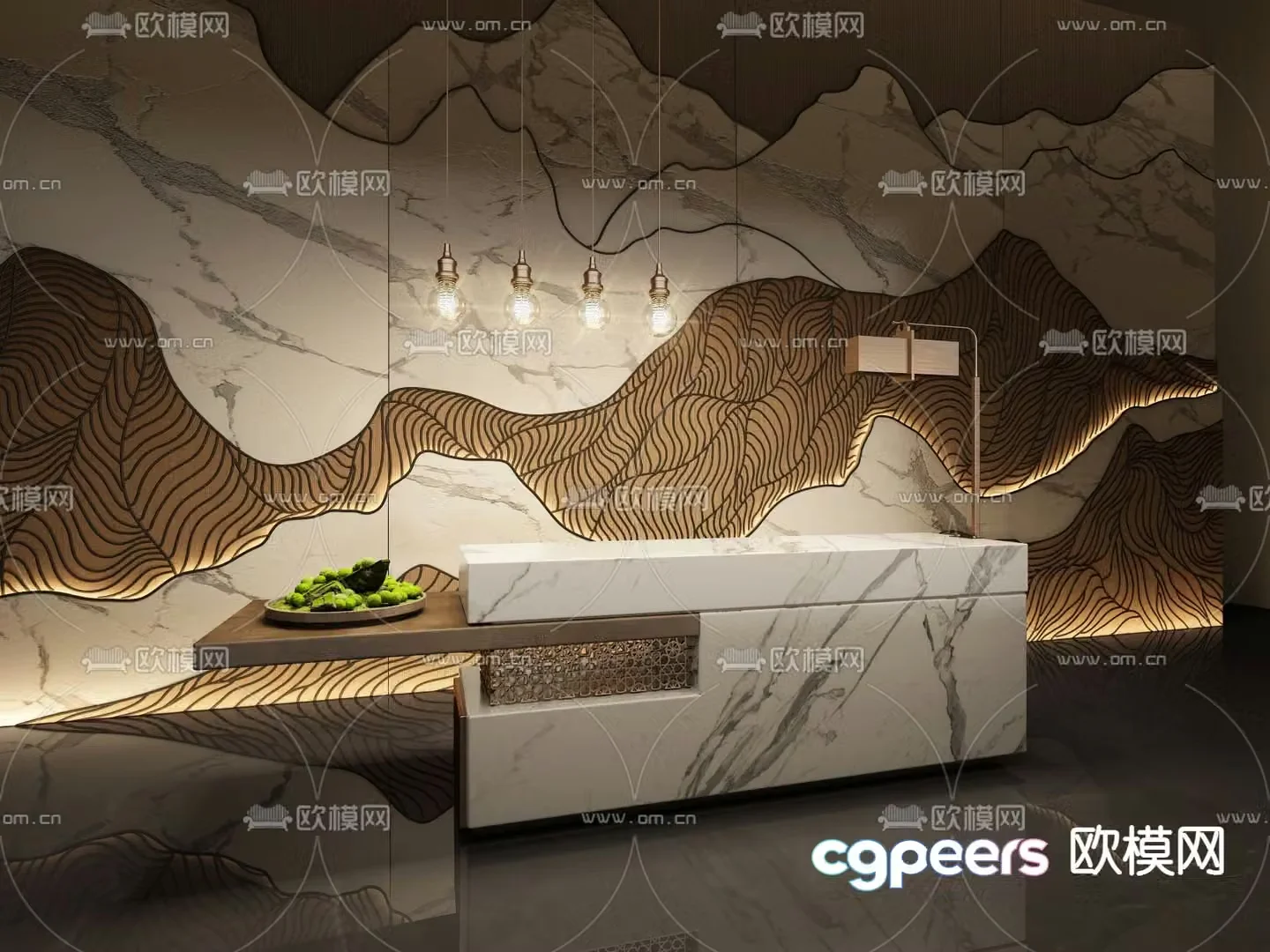 New Chinese style front desk reception desk service desk 3d model