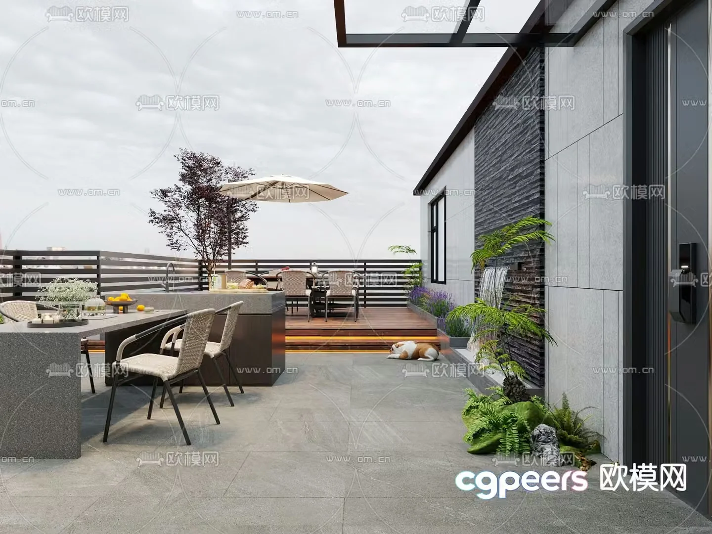 Roof Garden Terrace Balcony 3d model