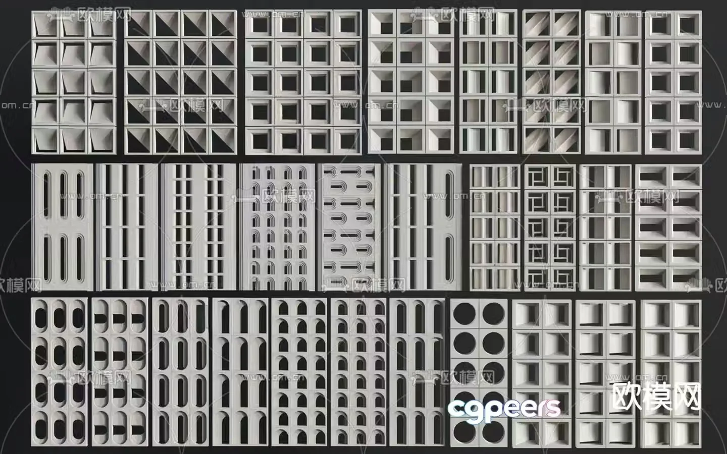 Prefabricated brick wall hollow brick partition cement brick hollow brick 3D model