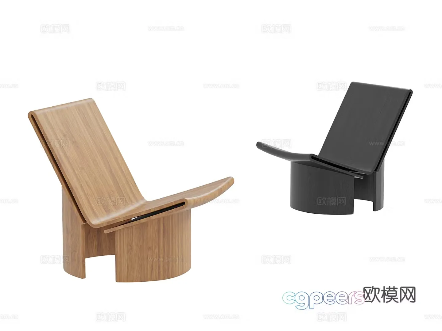 Modern solid wood leisure chair 3d model