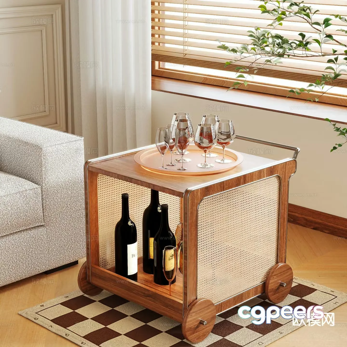 Medieval style side table corner table table table 3D model