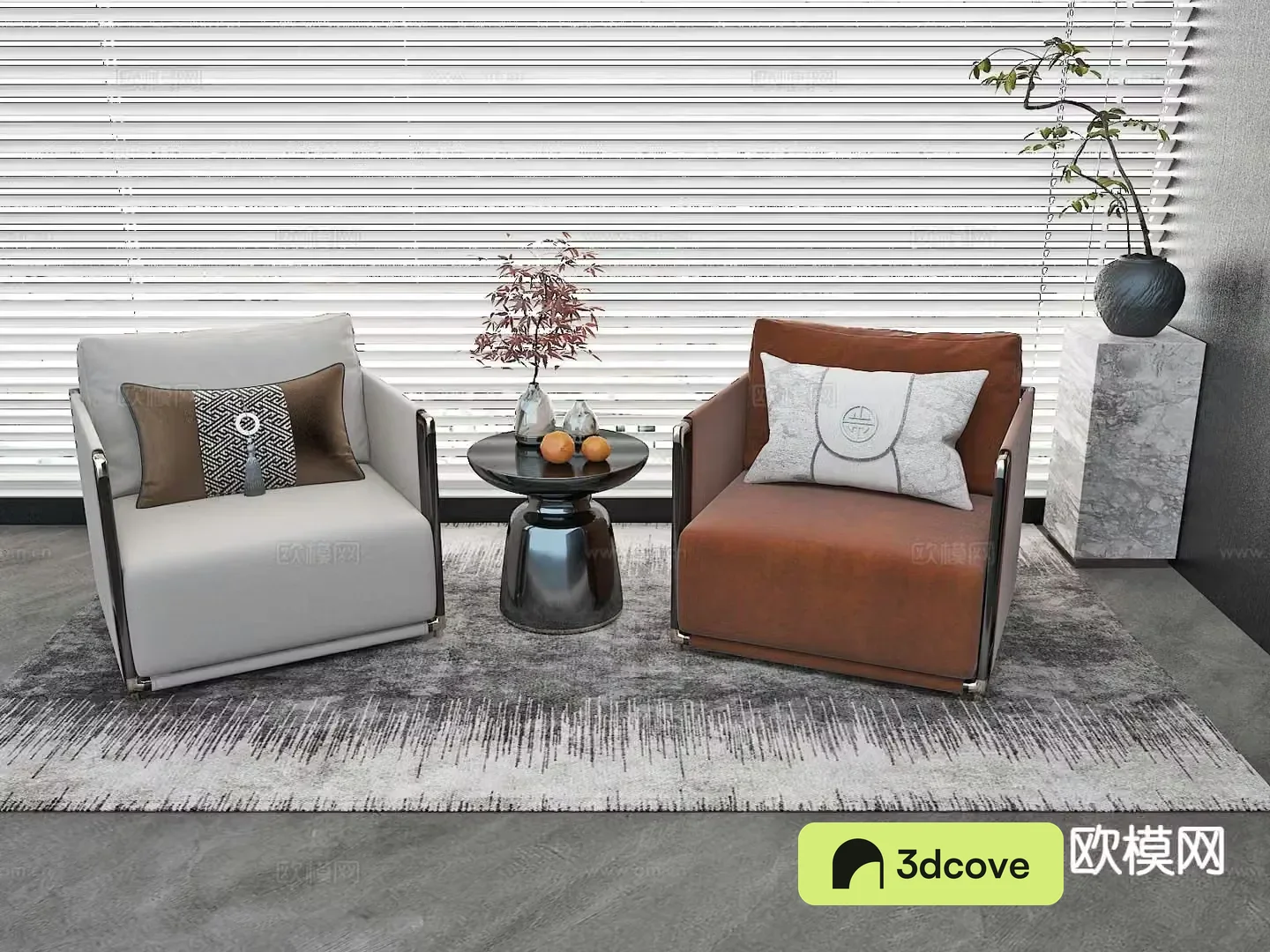 New Chinese style single sofa leisure sofa