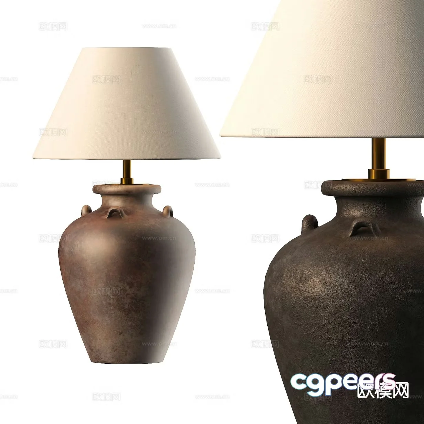 Wabi-sabi table lamp clay pot table lamp 3d model