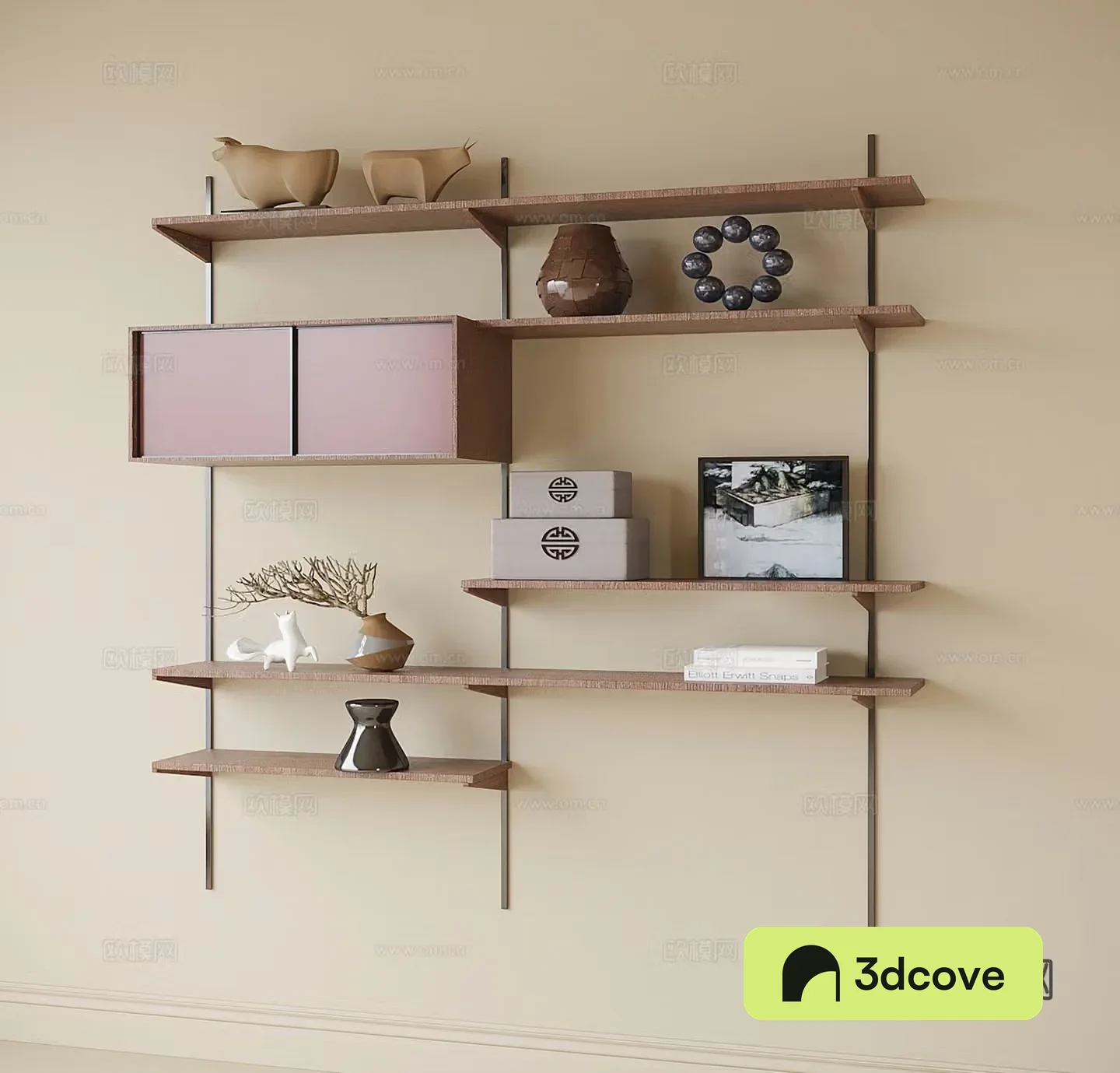 Wabi-sabi wall cabinet wall-mounted storage rack display rack