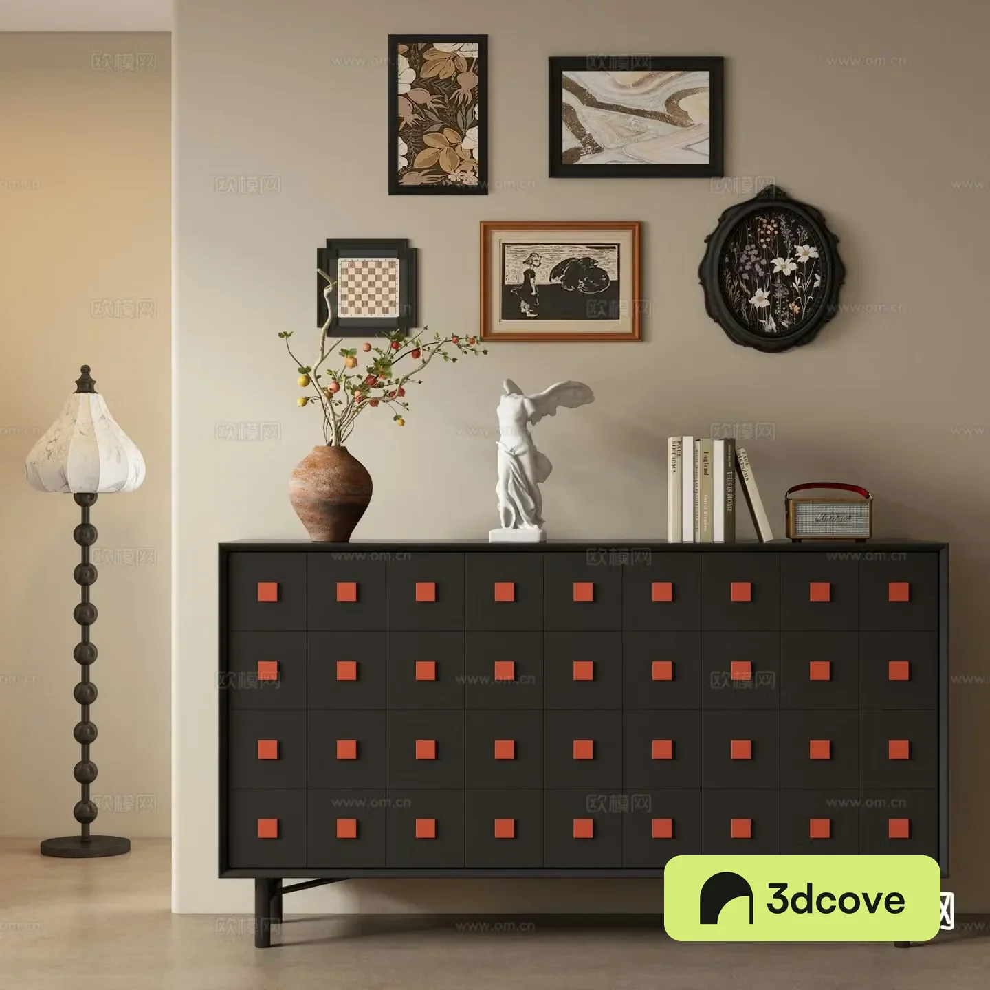 Medieval style entrance cabinet sideboard