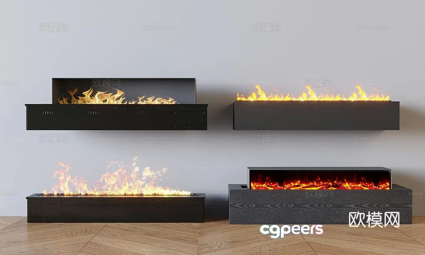 Modern fireplace combination stove heater electric heater 3d model