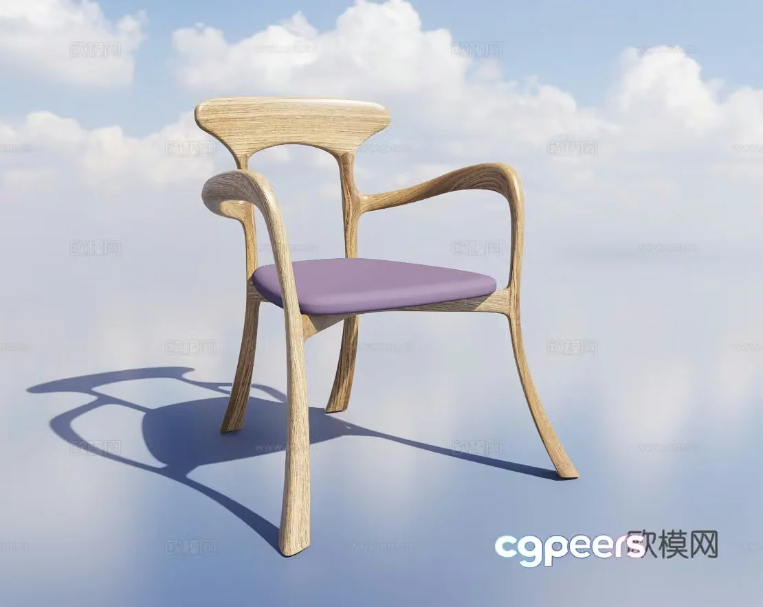 New Chinese style armchair dining chair solid wood chair 3d model