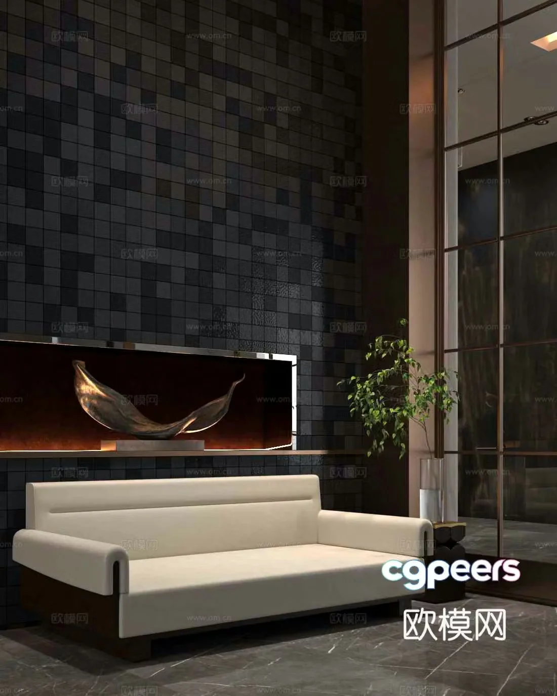 Modern multi-seater sofa 3d model
