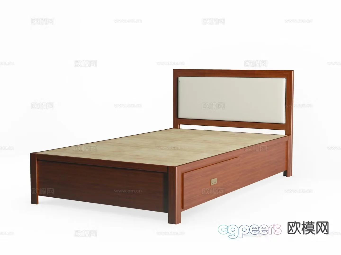 Modern solid wood single bed drawer bed box 3d model