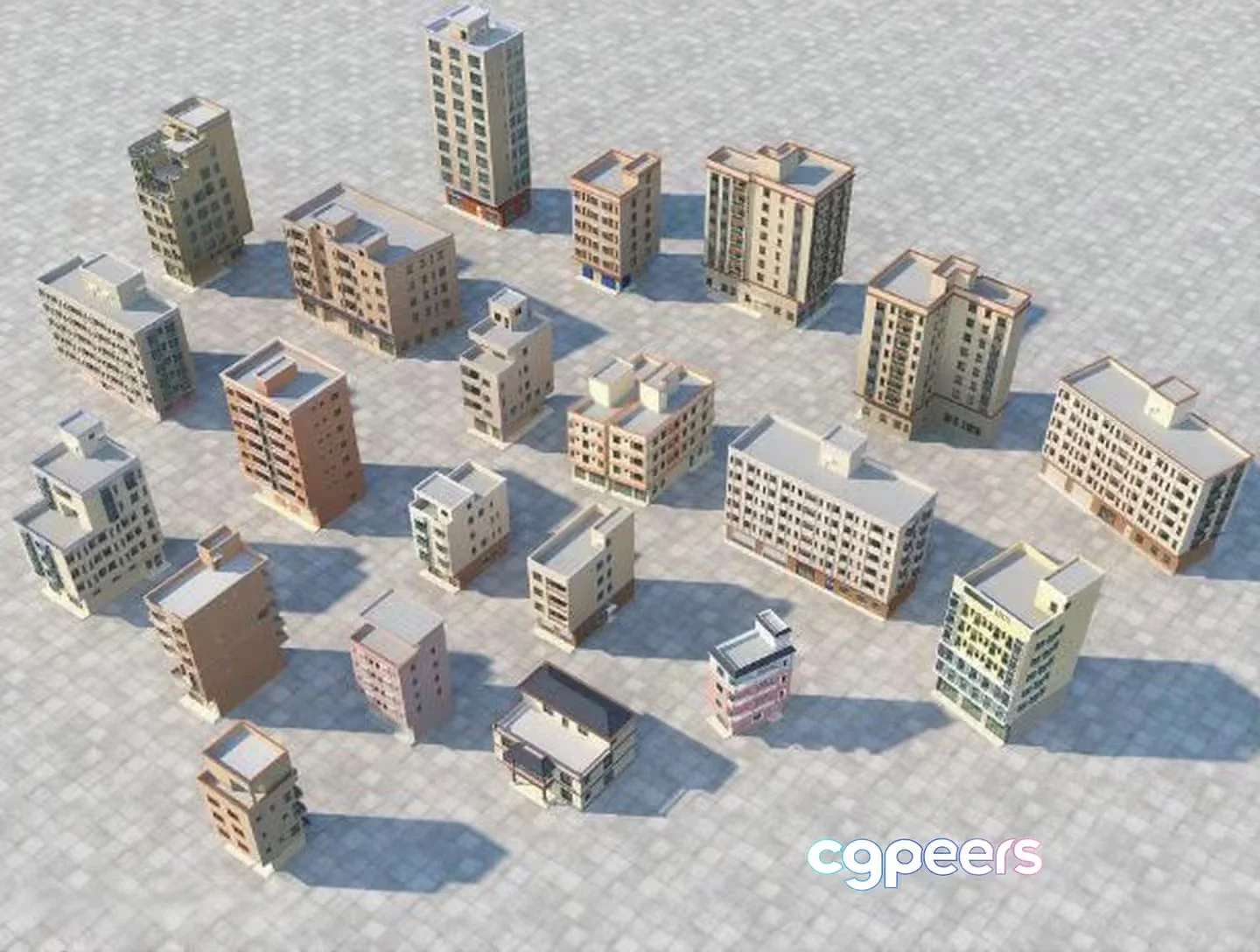 3D City Blocks 3D Model – 14333 – VRAY Render
