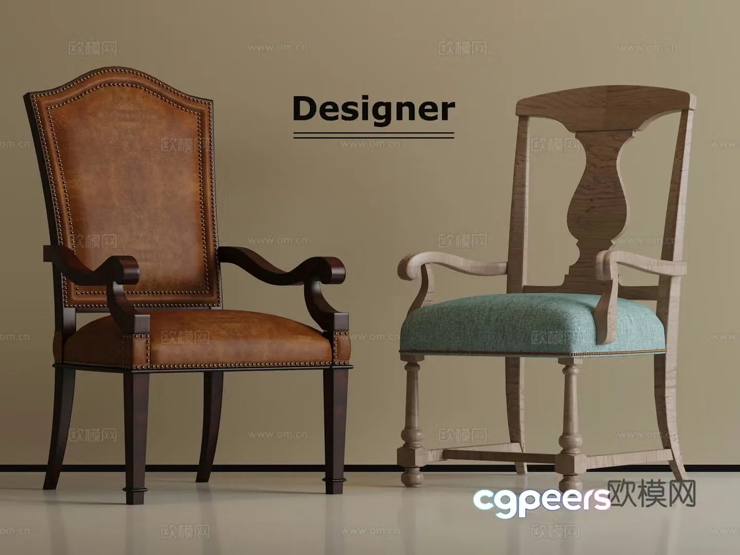 American dining chair leisure chair 3d model