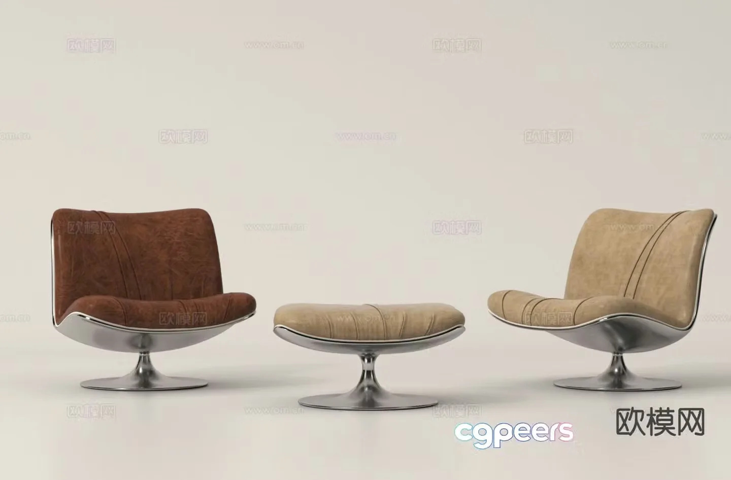 modern chair leisure chair footrest 3d model