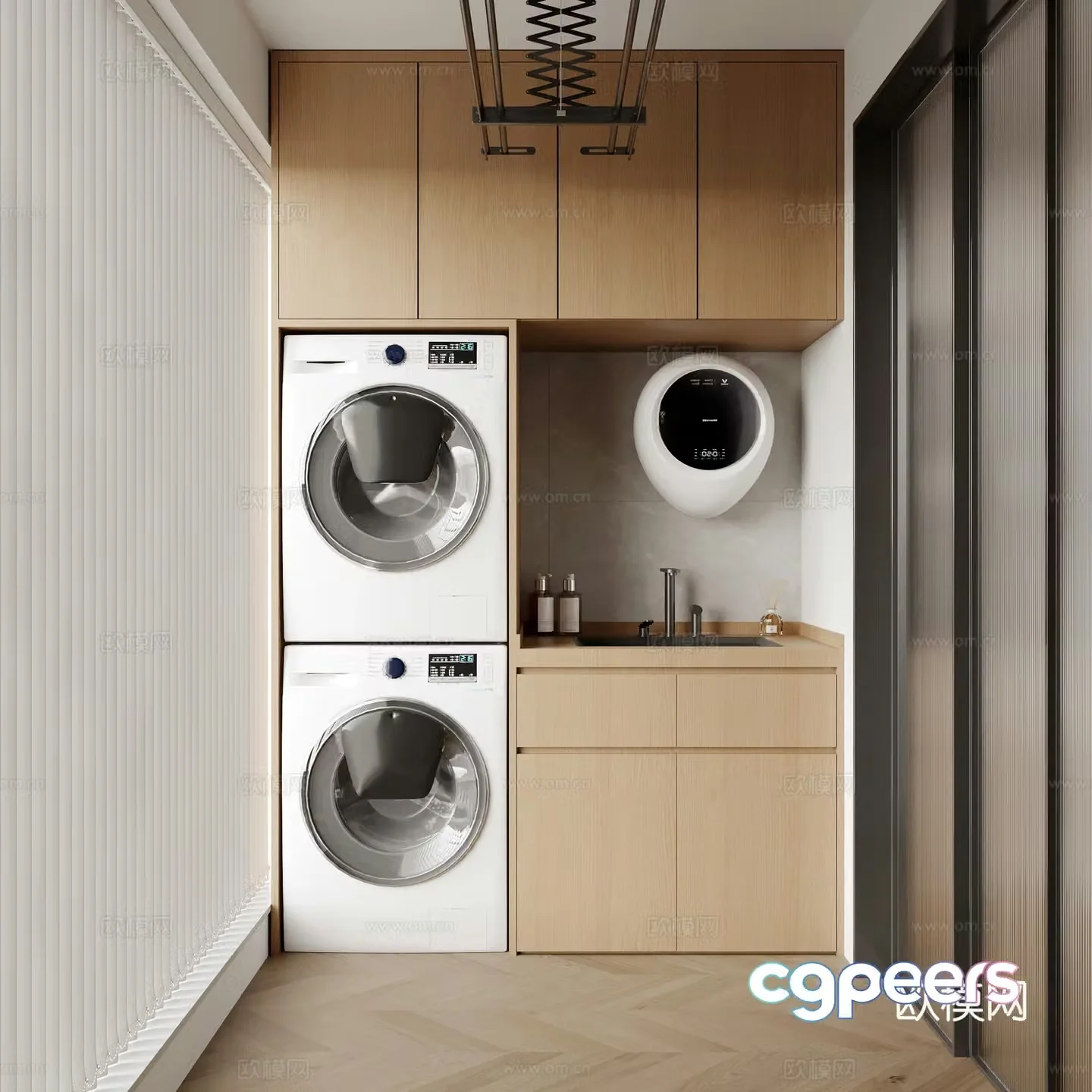 Modern balcony washing machine cabinet Balcony cabinet 3d model