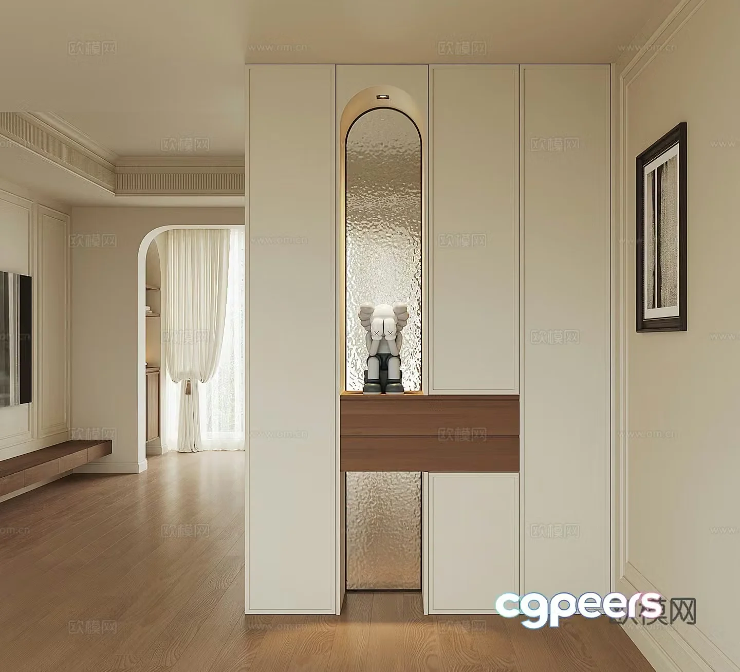 Modern home entrance shoe cabinet 3D model