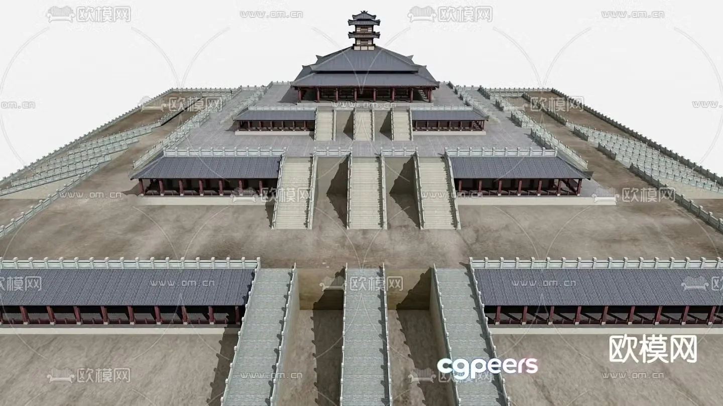 New Chinese style ancient building temple tower 3d model