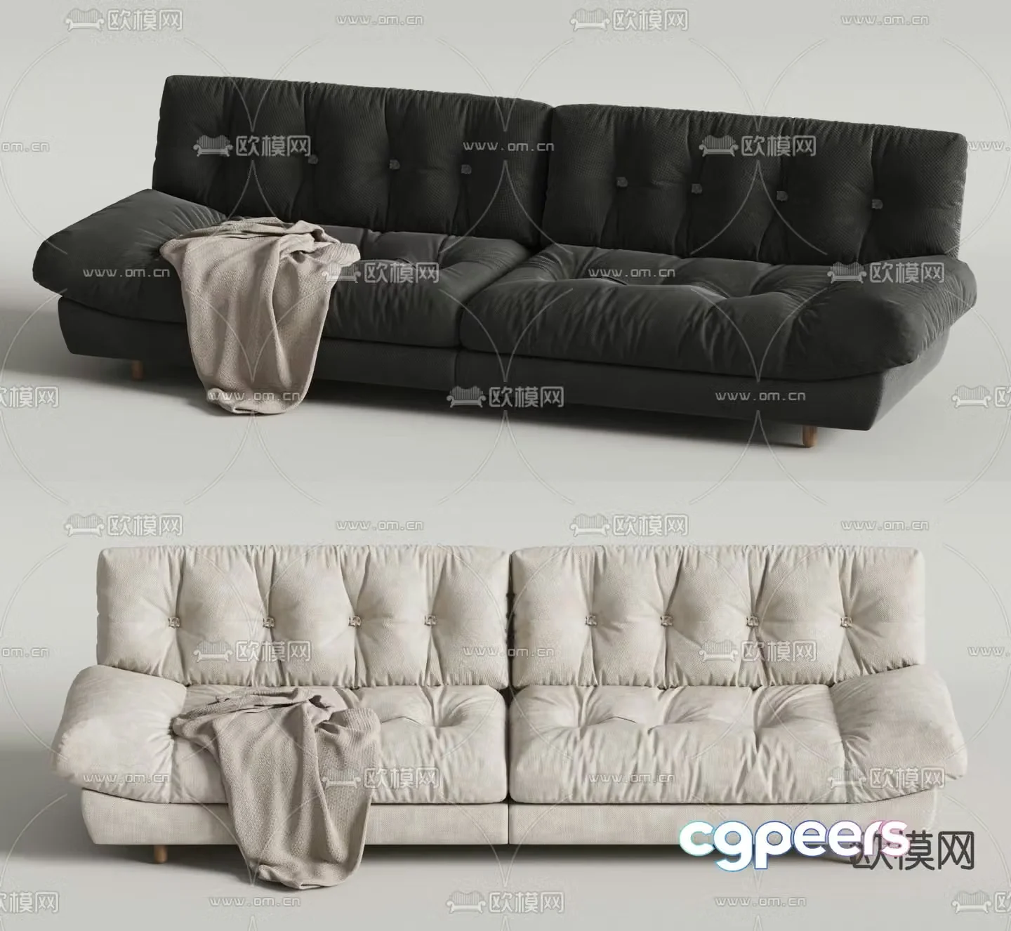 Caracole double sofa upholstered sofa 3d model