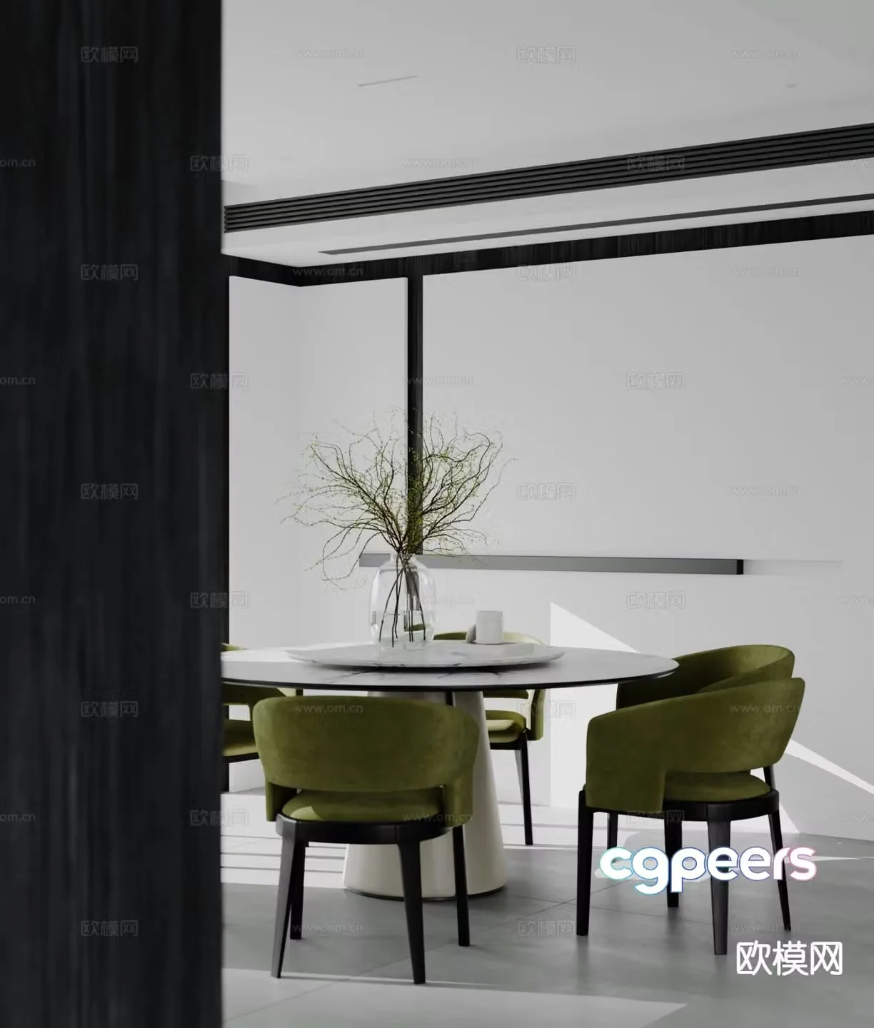 Modern round dining table and chairs 3d model