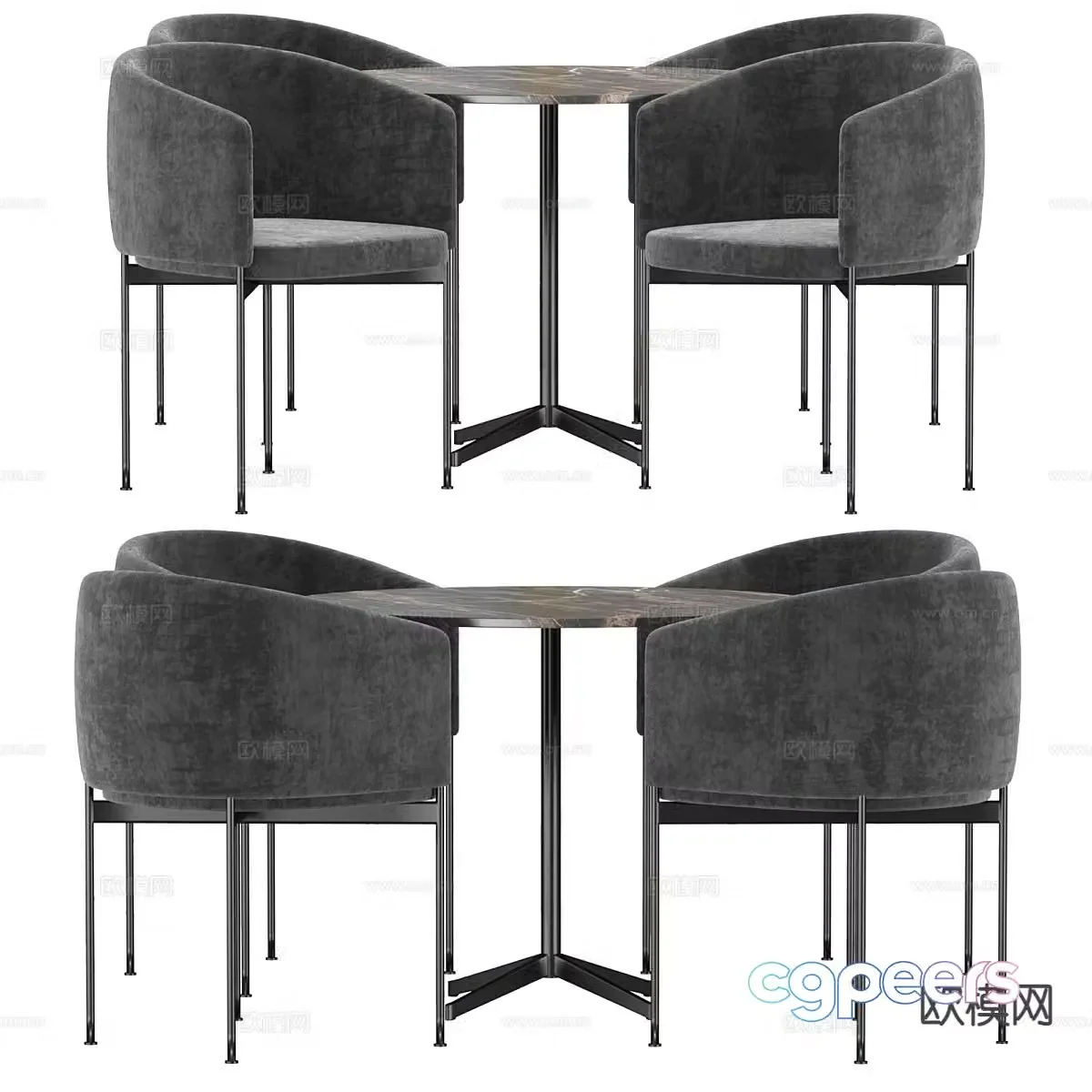 Modern leisure table and chairs 3d model