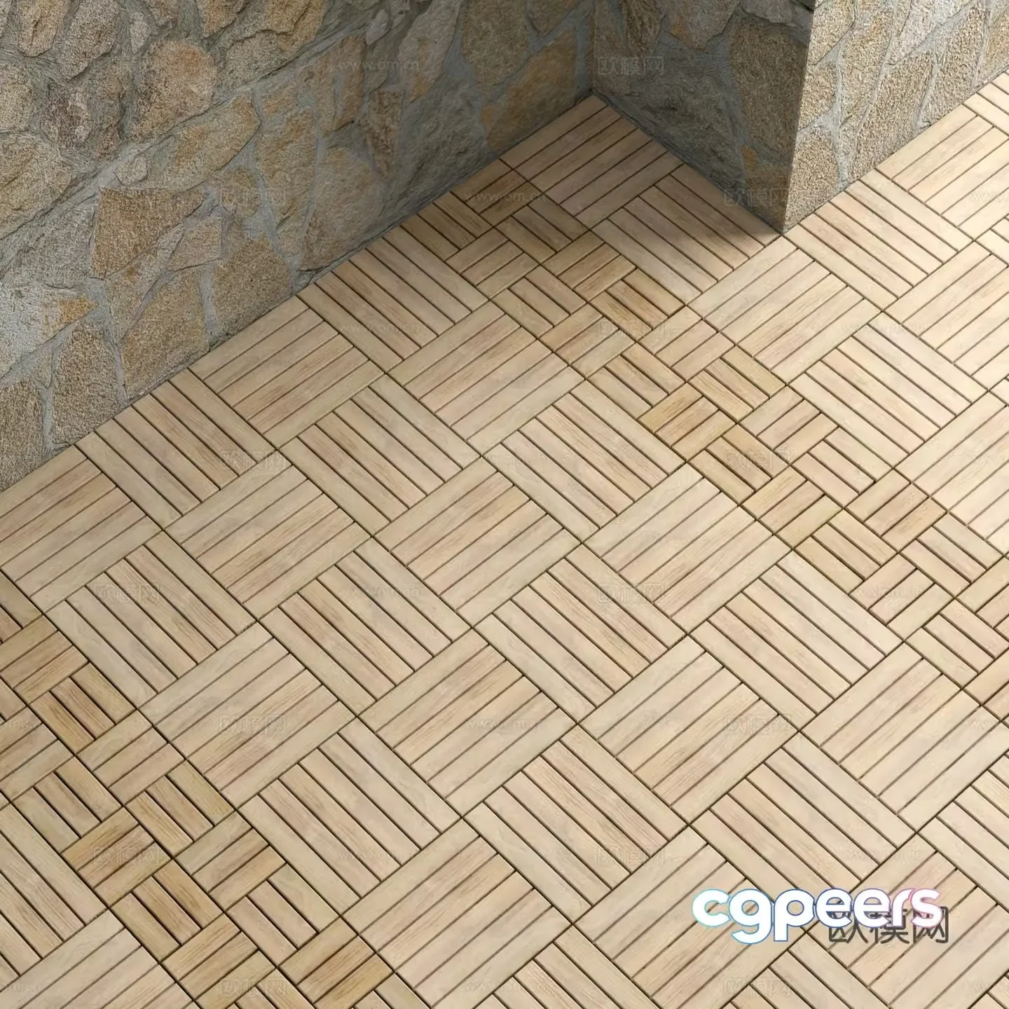 Wasabi Wood Floor Solid Wood Floor Tiles Wood Grain Brick Art Floor Decorative Wood Floor Garden Wood 3D Model