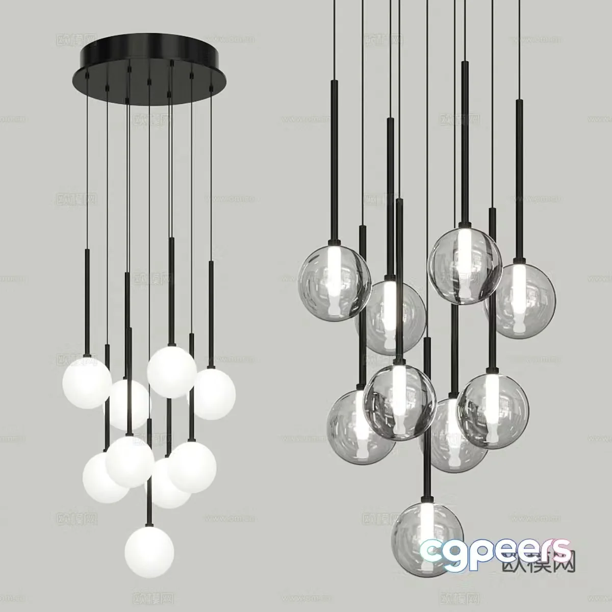 Modern Italian light luxury decorative chandelier 3d model
