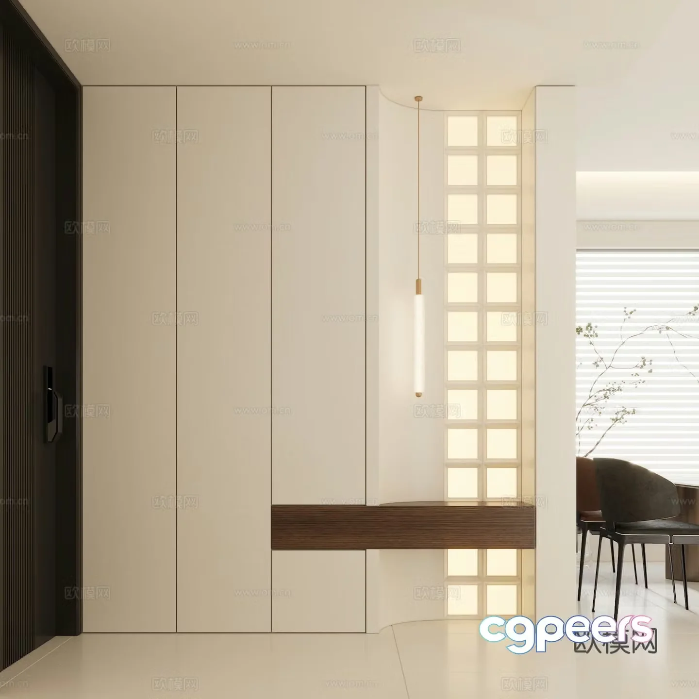 Cream medieval style entrance 3d model