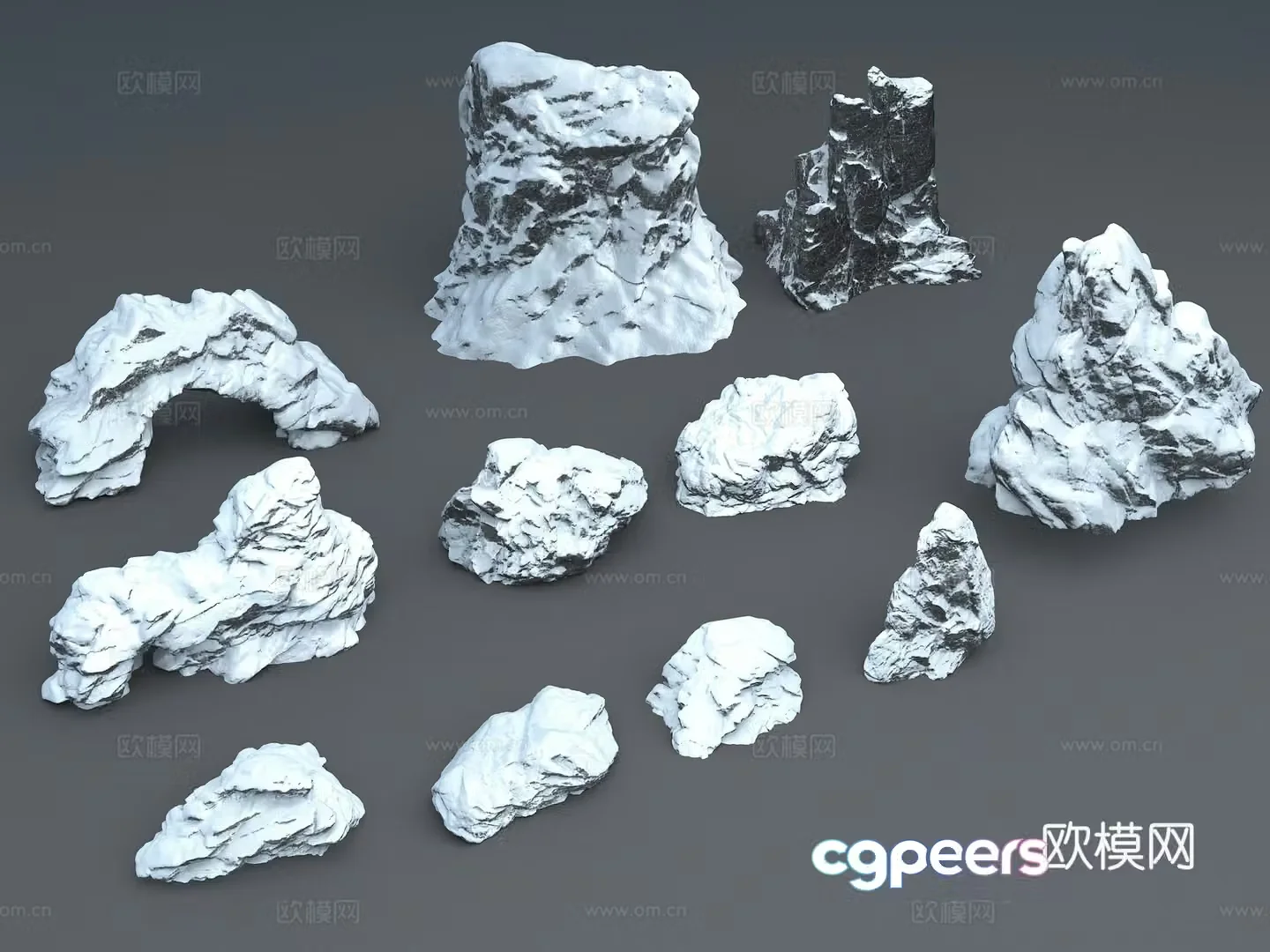 winter stone snow rockery winter rockery snow rockery snow rockery stone 3d model