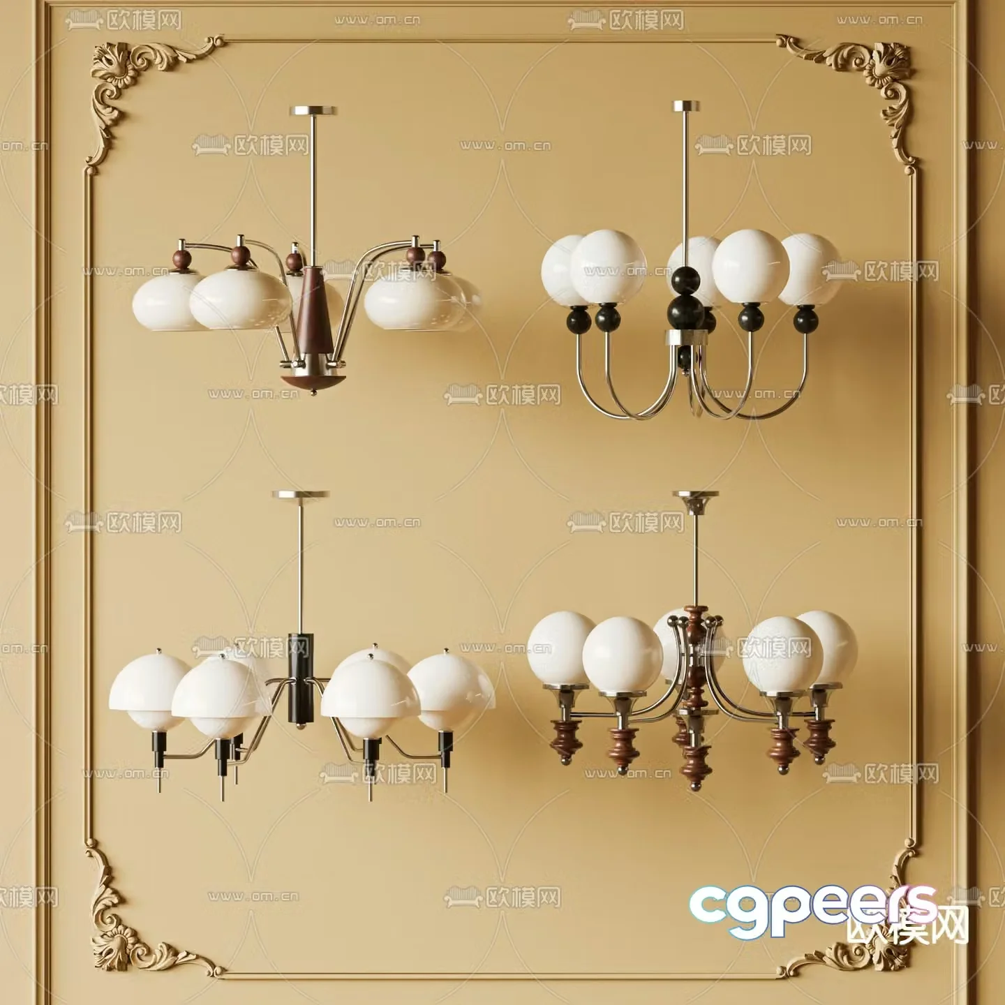 French chandelier medieval style chandelier 3d model