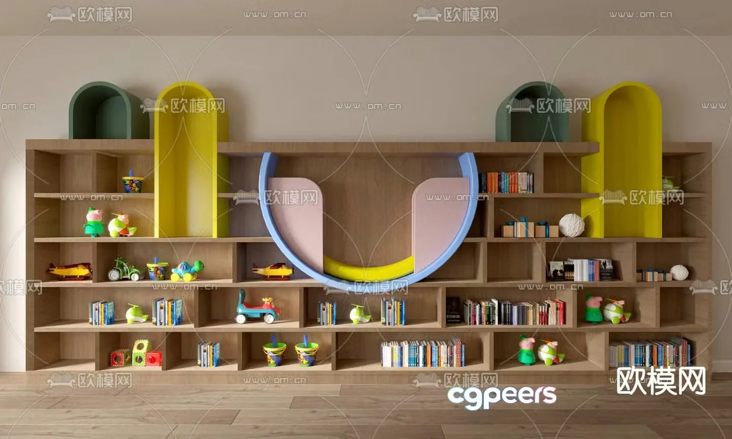 Children’s bookcase kindergarten bookcase cartoon cabinet 3d model