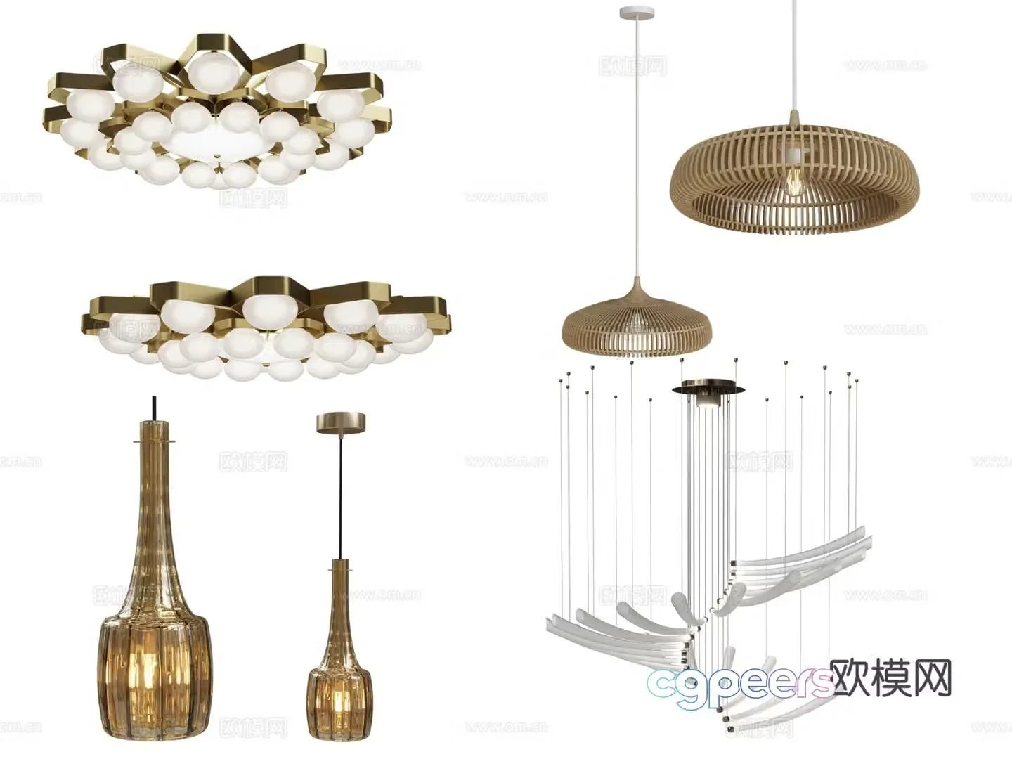 Modern glass chandelier multi-head chandelier art chandelier 3d model