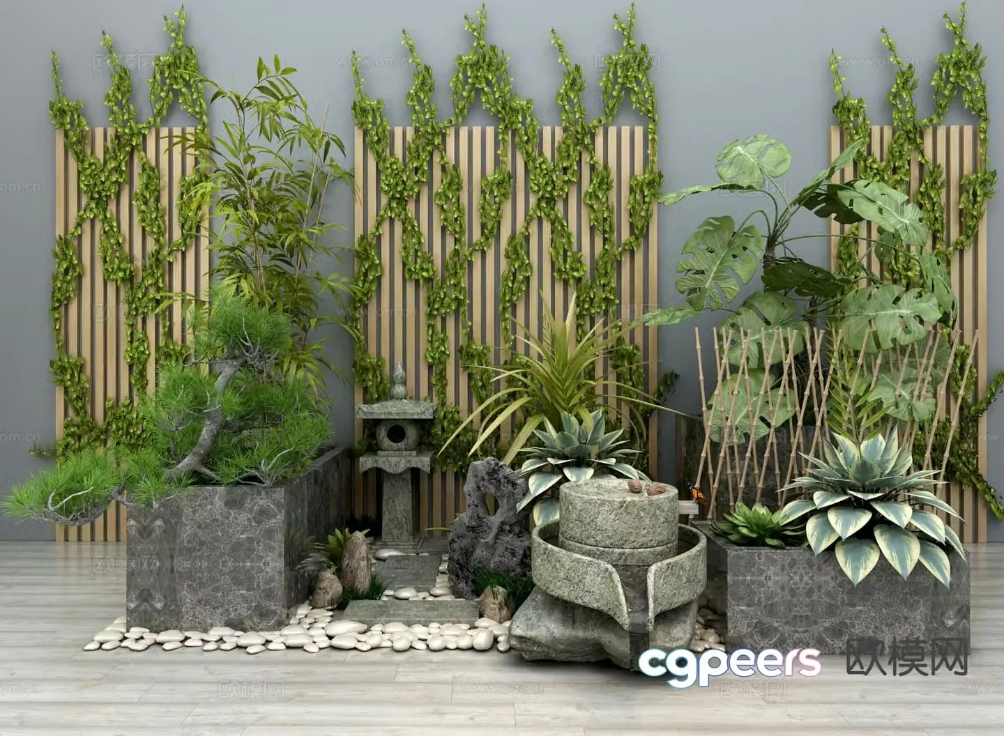 Modern garden sketch landscape sketch lotus fountain 3D model